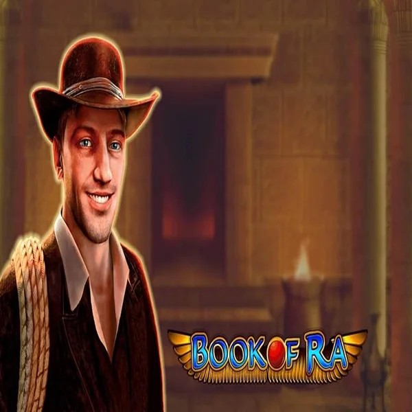 Book of Ra slot logo by Greentube at SpinDog Casino